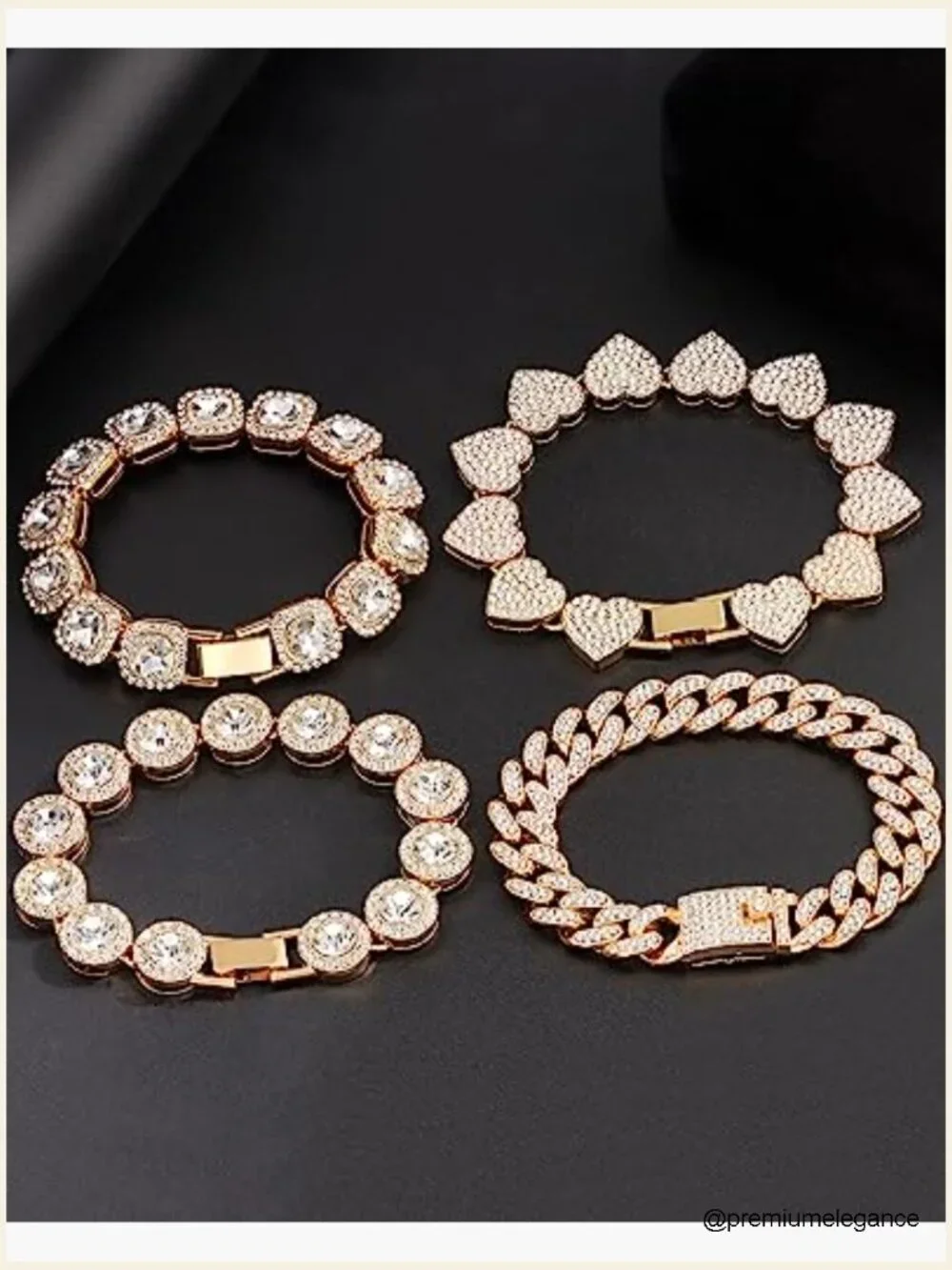 4-Piece Layered Link Bracelet Set with 2000+ Crystals, 8-inch Length - Picture 5 of 7